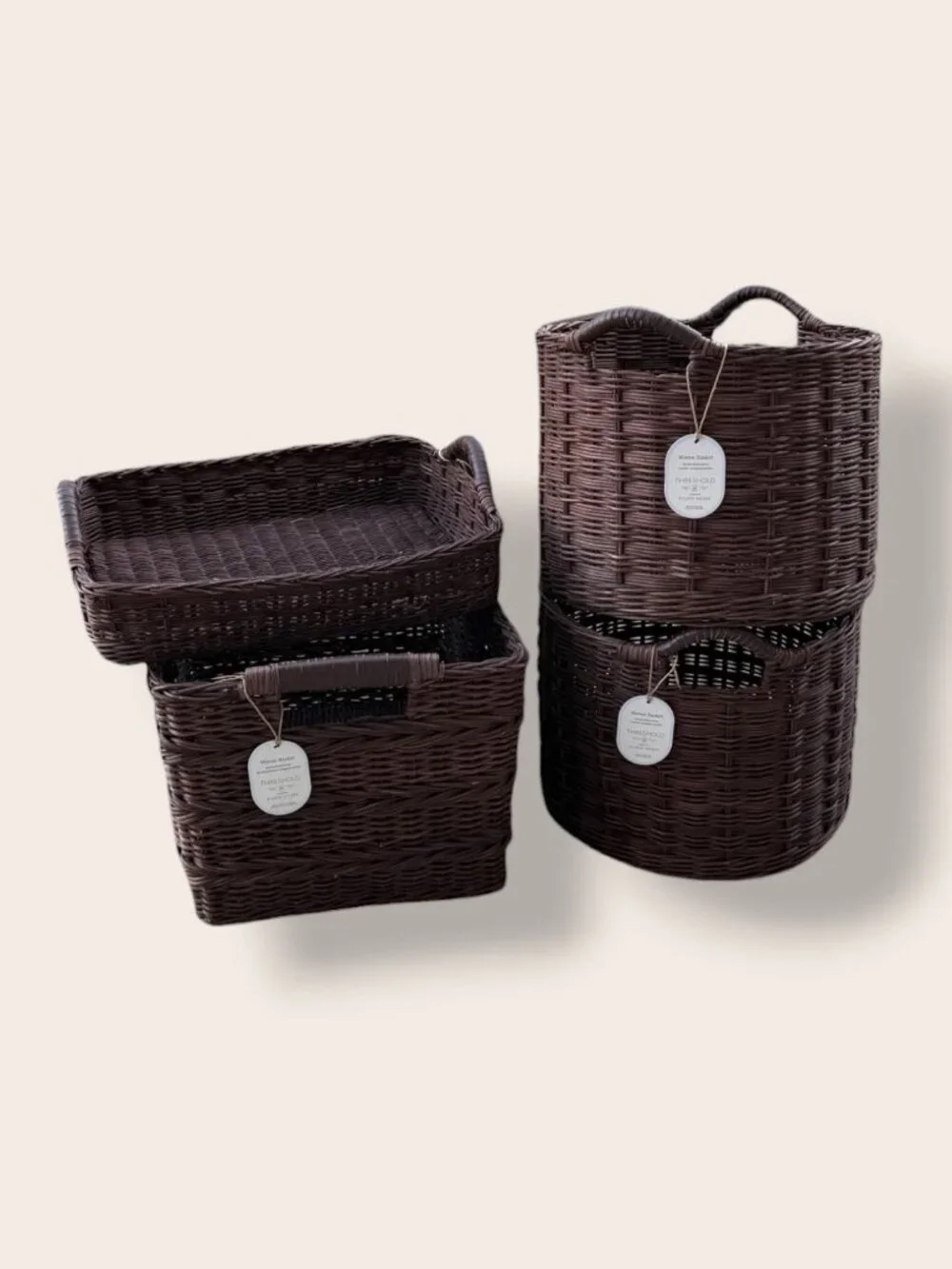 Studio McGee Woven Rectangular Storage Basket in Brown
